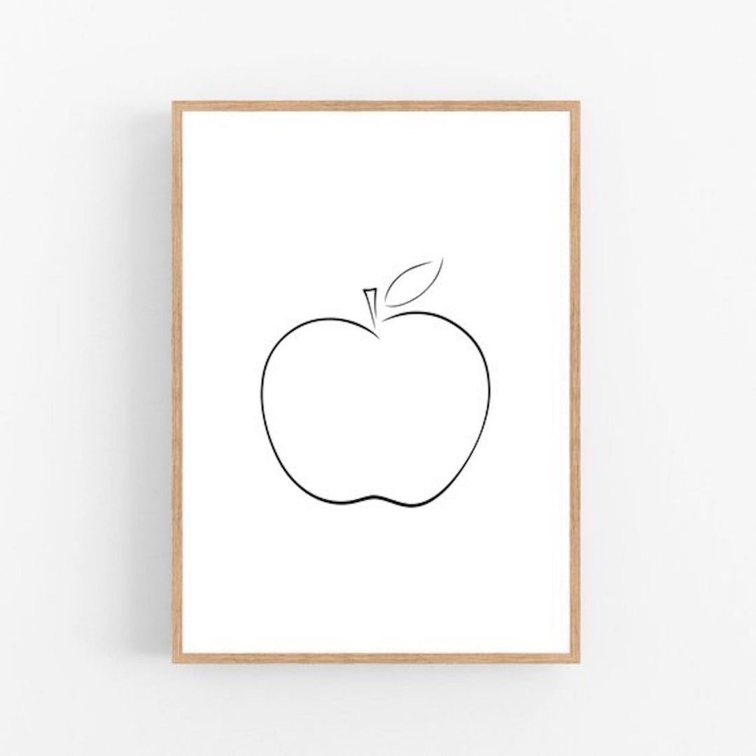 Apple Line Art, Apple Print, Abstract Nature Wall Decor, Minimalist Art