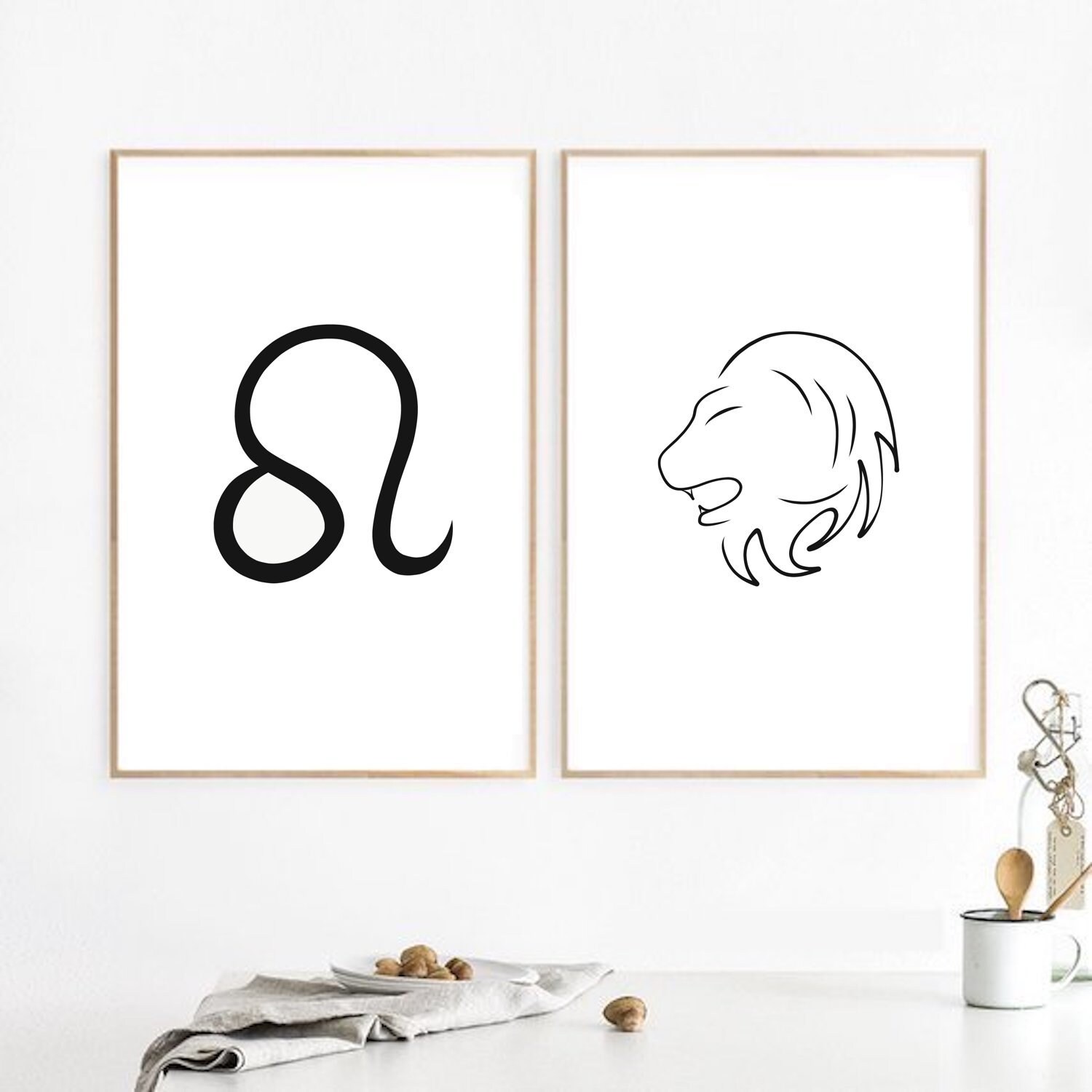 Leo Sign Line Work Leo Line Art, Leo Print, Zodiac Print, Abstract, Astrology Wall Decor ...