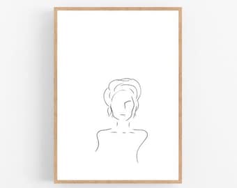 Woman line art, Woman print, Abstract women wall decor, Minimalist art, Modern decor, Feminist printable wall art, Feminism, Drawing