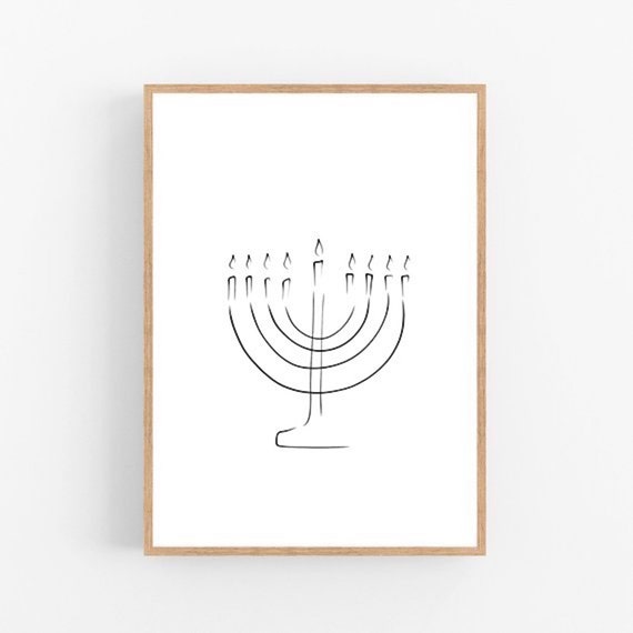 Menorah Line Art Hanukkah Print Abstract Holiday Wall Decor Etsy Begin by drawing a set of straight, vertical parallel lines. etsy