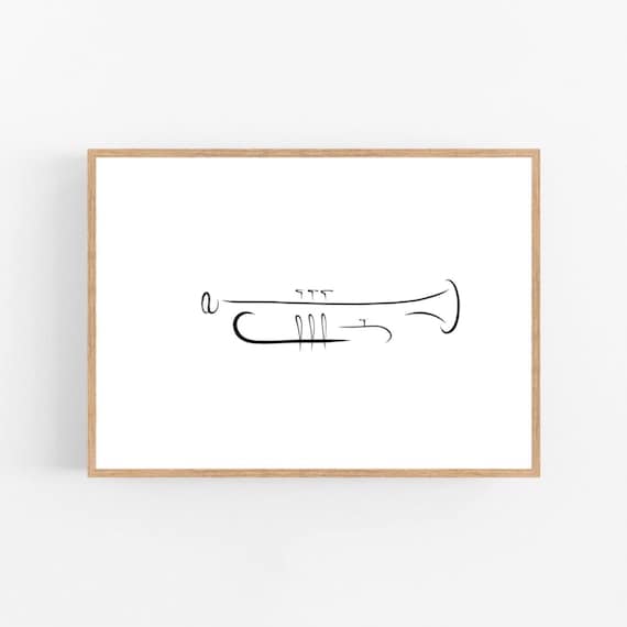Trumpet Line Art Trumpet Print Abstract Trumpet Wall Decor Etsy