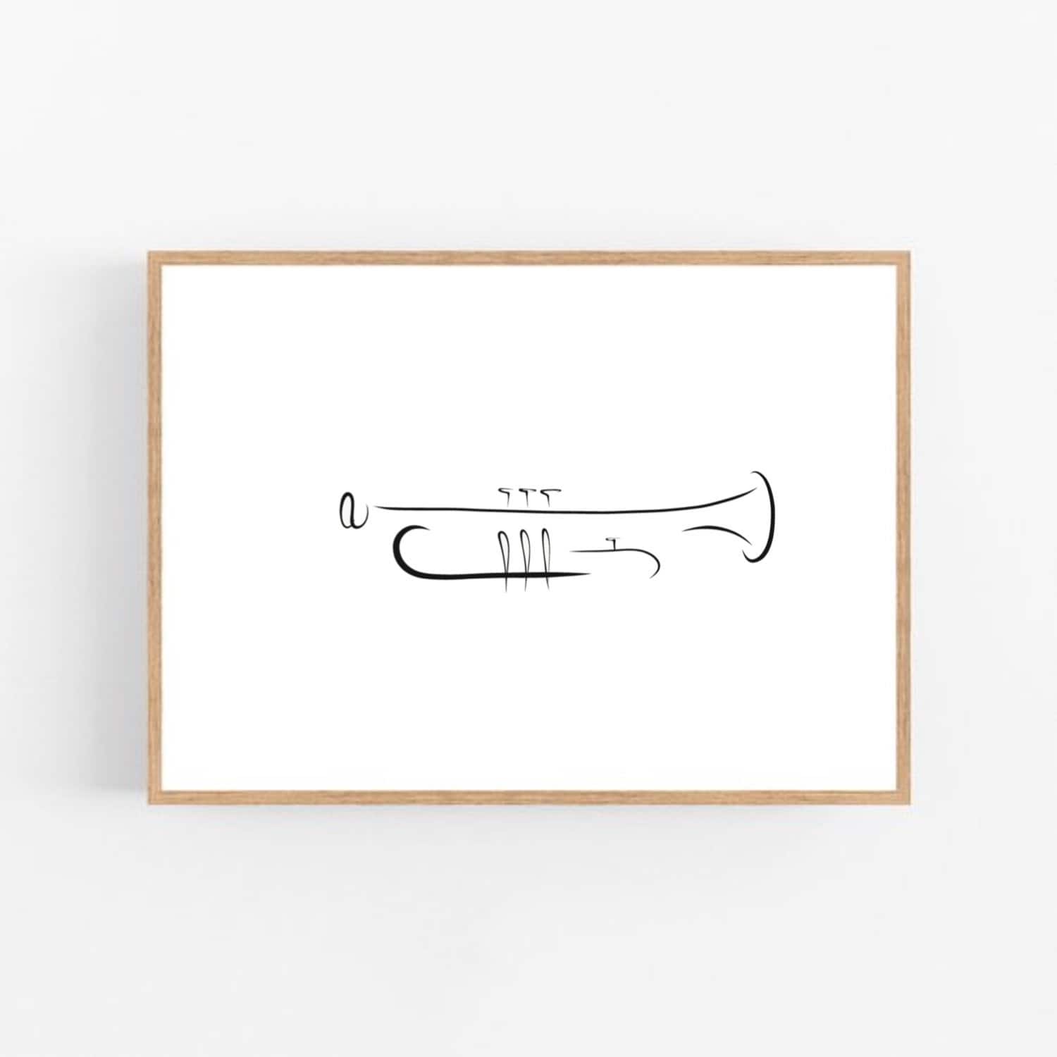 Trumpet Line Art, Trumpet Print, Abstract Trumpet Wall Decor