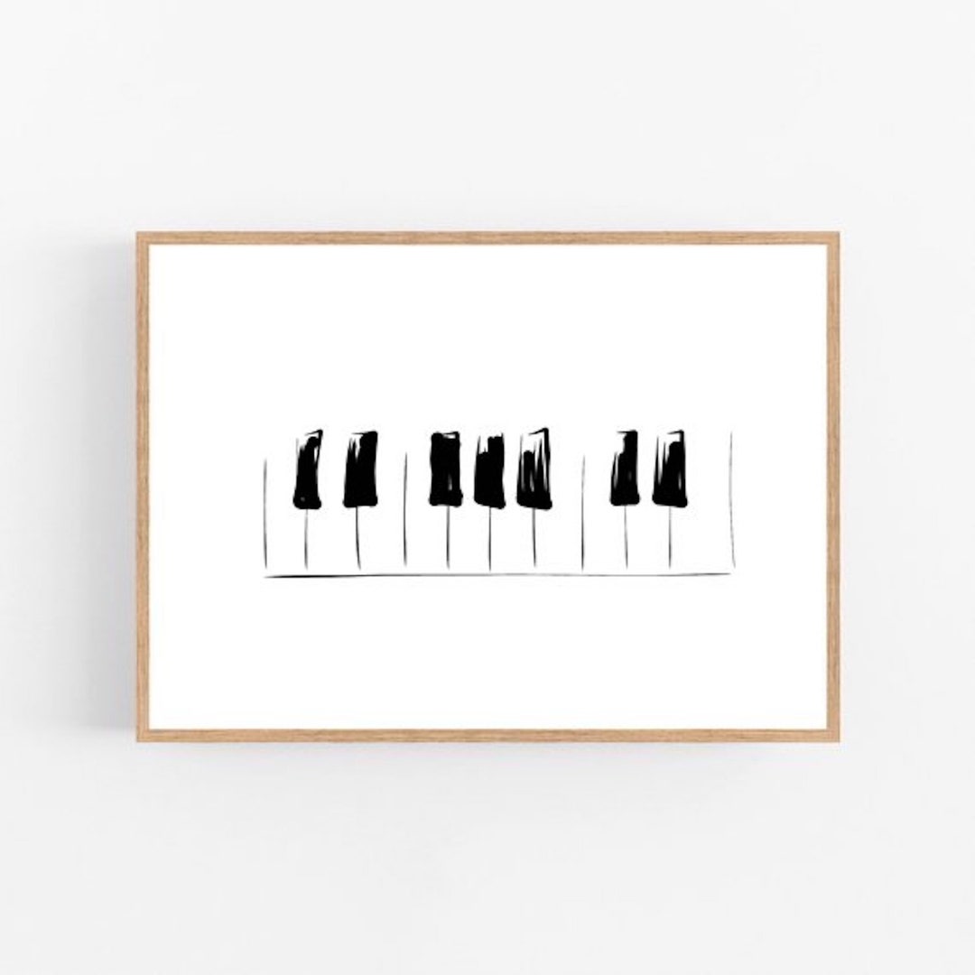 Keyboard Line Art, Piano Print, Abstract Piano Wall Decor, Minimalist