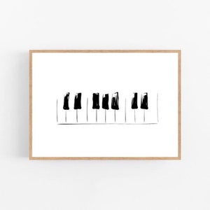 Keyboard line art, Piano print, Abstract piano wall decor, Minimalist art, Modern room decor, Music printable wall art, Instrument, Drawing