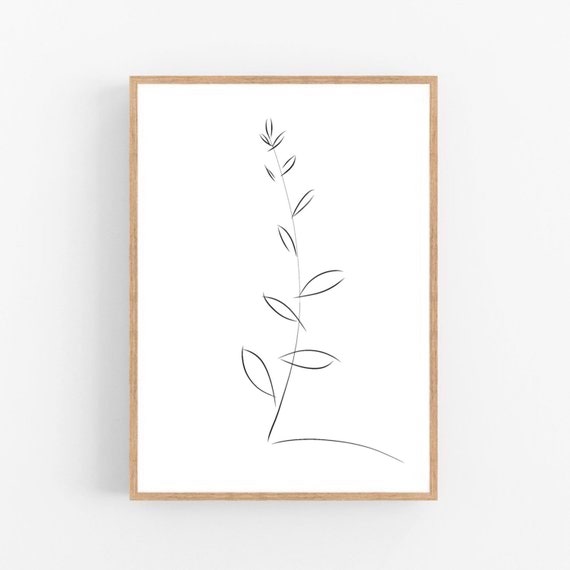 Leaves Line Art Plant Print Abstract Plants Wall Decor | Etsy