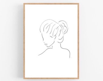 Woman line art, Woman print, Abstract women wall decor, Minimalist art, Modern room decor, Feminist printable wall art, Feminism, Drawing
