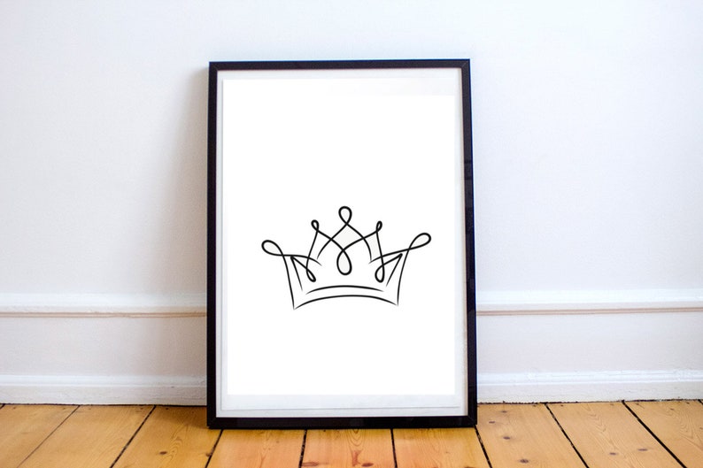Crown Line Art, Crown Print, Abstract Crown Wall Decor, Minimalist Art ...