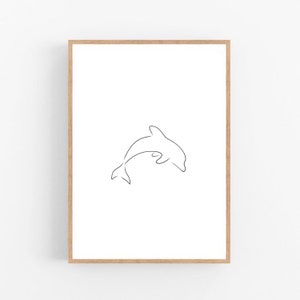 Dolphin line art, Dolphin print, Abstract dolphin wall decor, Minimalist art, Modern room decor, Ocean printable wall art, Dolphin, Drawing
