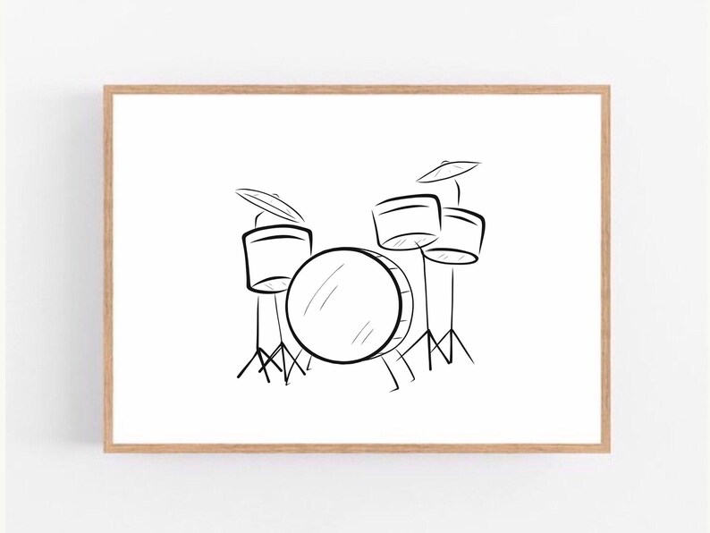 Drum Line Art, Drum Print, Drums Wall Decor, Minimalist Art, Modern
