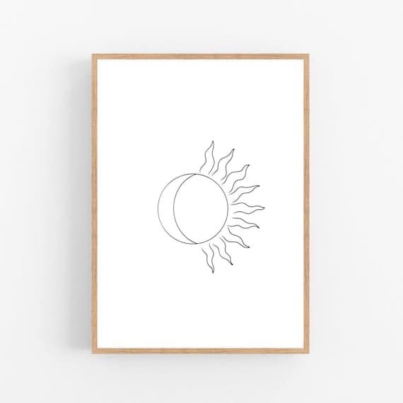 Sun Line Art, Sun Print, Abstract Sun Wall Decor, Minimalist Art, Modern  Room Decor, Sun Printable Wall Art, Moon Print, Sun, Moon, Moon Art -   Canada