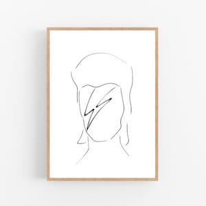 David Bowie line art, Bowie print, Abstract Rock star wall decor, Minimalist art, Modern decor, Music printable wall art, David Bowie, Bowie