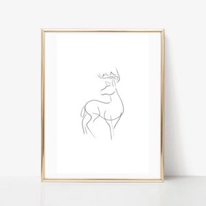 Deer line art, Deer print, Abstract forest wall decor, Minimalist art, Modern room decor, Nature printable wall art, Drawing image 6