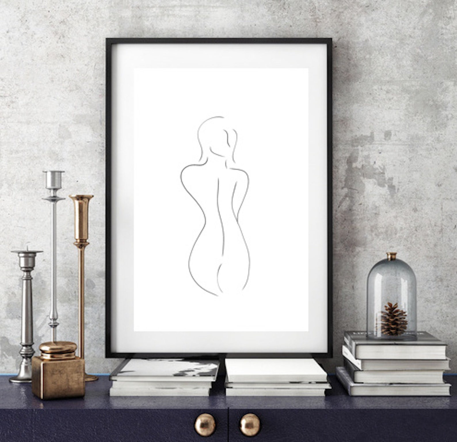 Woman line art Woman print Abstract women wall decor Etsy
