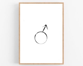 Male line art, Male print, Abstract Male wall decor, Minimalist art, Modern room decor, Male printable wall art, Male symbol, Man symbol