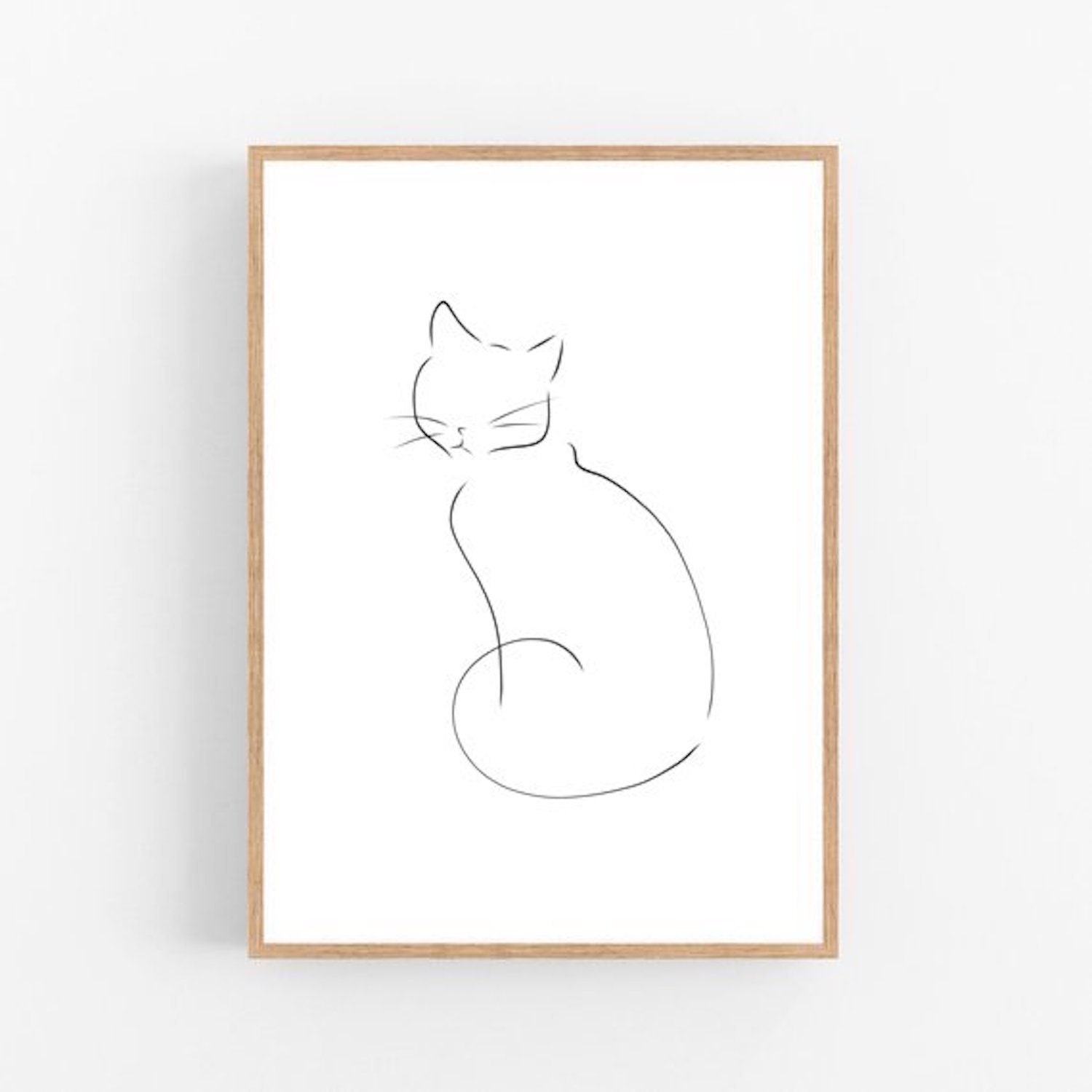Cat Line Art, Cat Print, Abstract Cats Wall Decor, Minimalist Art