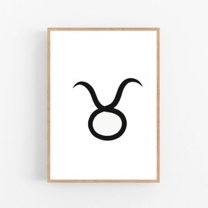 Taurus line art, Taurus print, Zodiac print, Abstract, Astrology wall decor, Minimalist art, Modern room decor, Printable wall art, Drawing