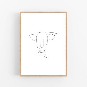 Cow line art, Cattle print, Cow print, Abstract cows wall decor, Minimalist art, Modern room decor, Farm animal printable wall art, Drawing