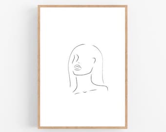 Woman line art, Woman print, Abstract women wall decor, Minimalist art, Modern decor, Feminist printable wall art, Feminism, Drawing