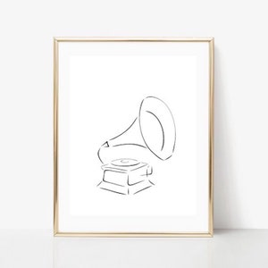 Grammy Line Art, Music Print, Abstract Musician Wall Decor, Minimalist ...