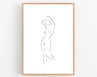Woman line art, Woman print, Abstract women wall decor, Minimalist art, Modern room decor, Feminist printable wall art, Feminism, Drawing
