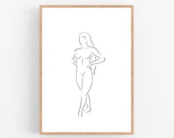 Woman line art, Woman print, Abstract women wall decor, Minimalist art, Modern room decor, Feminist printable wall art, Feminism, Drawing