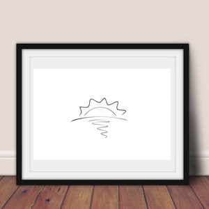 Sunrise Line Art, Sunrise Print, Abstract Sun Wall Decor, Minimalist ...