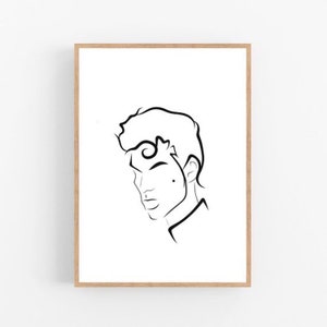 Prins lijntekeningen, Prins afdrukken, Abstract Prins wand decor, minimalistische kunst, moderne kamer decor, Prins afdrukbare kunst aan de muur, Prins, tekening
