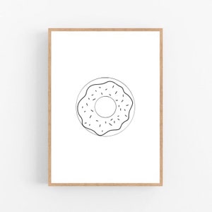 Doughnut line art, Doughnut print, Abstract Doughnut wall decor, Minimalist art, Modern room decor, Doughnut printable wall art, Doughnut