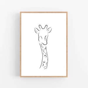 Giraffe line art, Giraffe print, Abstract animal wall decor, Minimalist art, Modern room decor, Africa printable wall art, Safari, Drawing