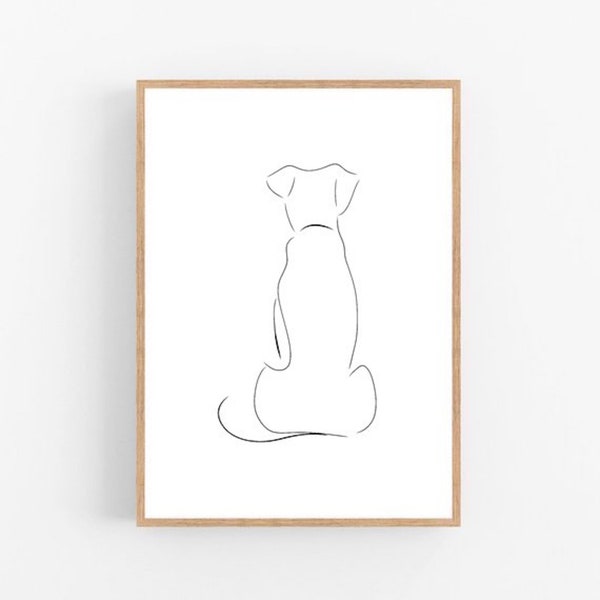 Dog line art, Dog print, Abstract pet wall decor, Minimalist art, Modern room decor, Dogs printable wall art, Animal Drawing