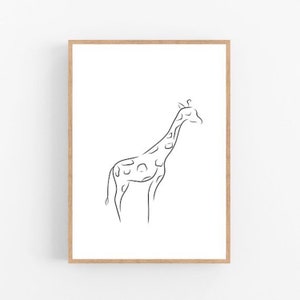 Giraffe line art, Giraffe print, Abstract animal wall decor, Minimalist art, Modern room decor, Africa printable wall art, Safari, Drawing