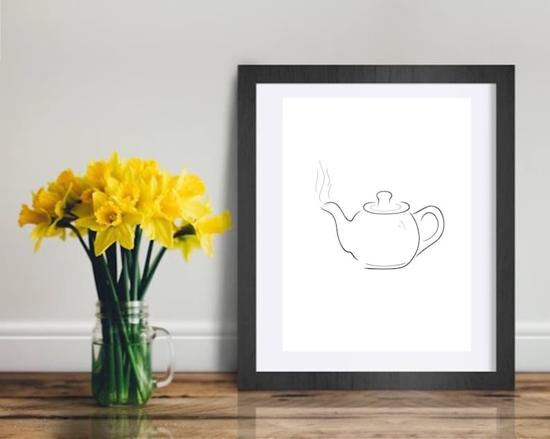 Teapot Line Art Teapot Print Abstract Teapot Wall Decor Etsy New Zealand