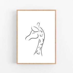 Giraffe line art, Giraffe print, Abstract animal wall decor, Minimalist art, Modern room decor, Africa printable wall art, Safari, Drawing