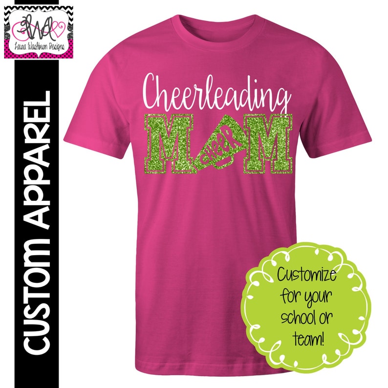 CUSTOM APPAREL Custom Cheerleading MOM TShirt with Glitter Etsy