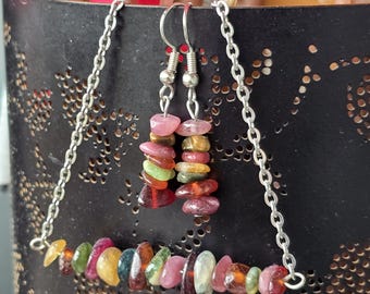 MIxed Color Tourmaline Gemstone Jewelry Set