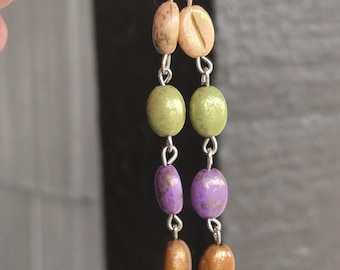 Coffee Lover, Coffee Bean Beaded Earrings