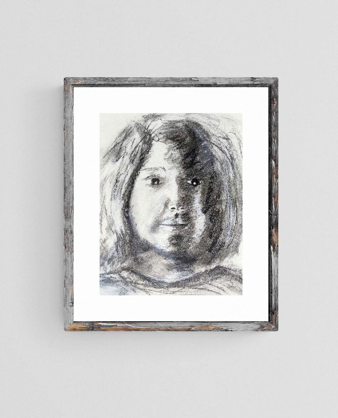Charcoal Portrait Art Print, Black and White Drawing (11x14 Inch) - Etsy