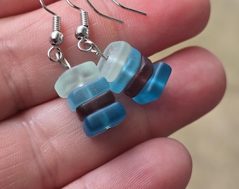 Blues Sea Glass Earrings