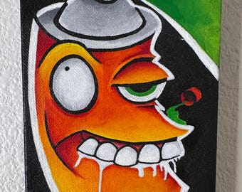 Drooling Spray Can by Lō, Painting, 7” x 5”