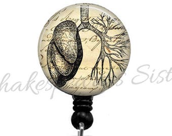 Lung Human Anatomy - Lungs Badge Reel - Medical ID Holder - Badge Reel - Retractable Badge Holder