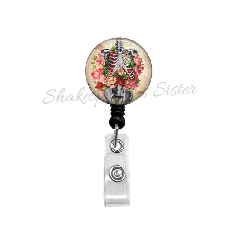 Human Anatomy Badge Reel Retractable Badge Holder Skeleton Etsy