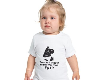 Baby Short Sleeve T-Shirt Hippo Hippopotamus "Does this diaper make me look fat?" funny cute