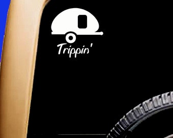 RV Teardrop Trailer Trippin' Camping Decal Vinyl Sticker Car Truck Original Design