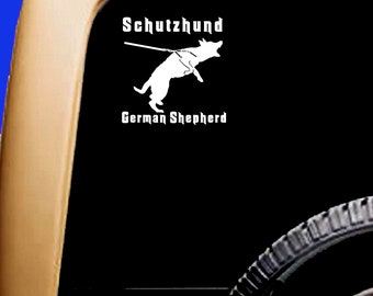 Schutzhund Protection German Shepherd LEASH Decal Sticker Original Design RV Truck Vinyl