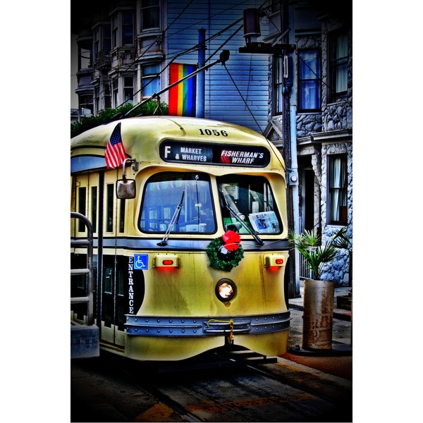 YOU PRINT San Francisco Cable Car to Fisherman's Wharf Pride Flag Travel Photography USA Digital File