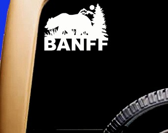 Banff Bear Decal Mountains & Trees  Cooler Car Vinyl Sticker