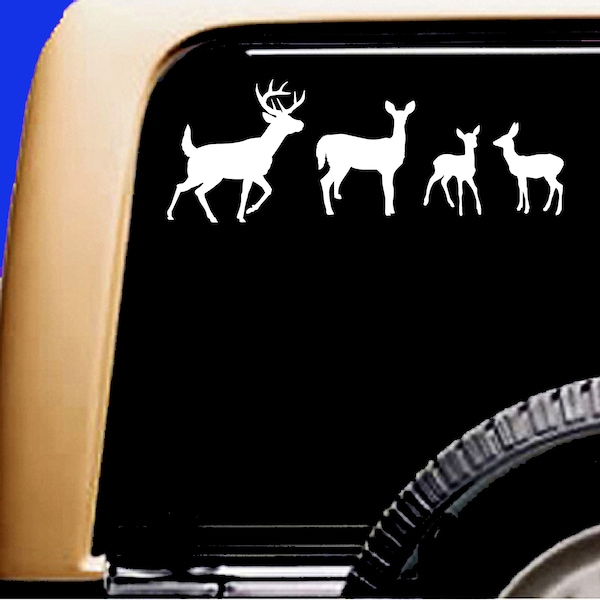 Deer Family Decal  Vinyl Car Window Decal Sticker Original Design Whitetail Doe Buck Fawn