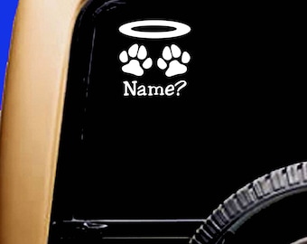 Dog Memorial Paws Prints ADD NAME  Halo Decal Sticker Original Design RV Truck Vinyl