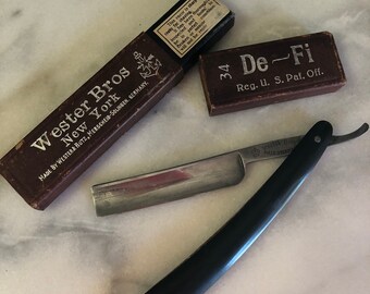 Dapper Dude Wester Bros. Straight Razor De-Fi Got it at The Plastic Flamingo Man Stuff "Makin Love like a Man" Macho Man Vintage Style
