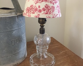 Brilliant Cut Glass Lamp, Electrified 1870 Oil Lamp, Toile Shade Lamp, Cut Glass Lamp, Antique Lamp, Antique Oil Lamp, Antique Table Lamp